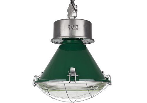 Large Industrial Factory Loft Pendant Lamp From Poland In Deep Green Finish