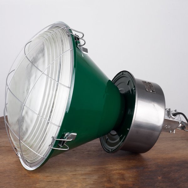 Large Industrial Factory Loft Pendant Lamp From Poland In Deep Green Finish photo furniture