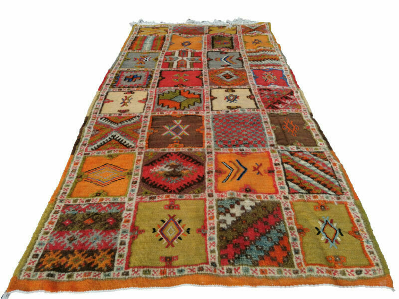 R174  Handmade Square Moroccan Berber Rug. Camel Wool Carpet photo furniture