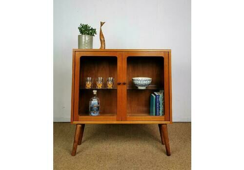 Vintage Mid Century Teak Retro G Plan Glazed Bookcase Display Drinks Cabinet