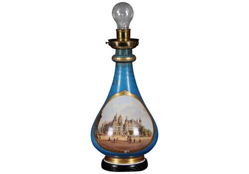 Antique Porcelain Table Lamp Schweriner Castle Circa 1880