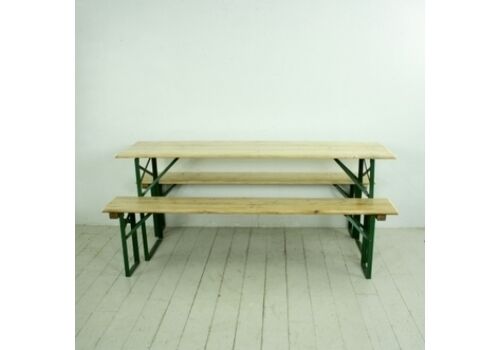 Customised Length Vintage German Beer Table And Benches In Natural Pine Finish