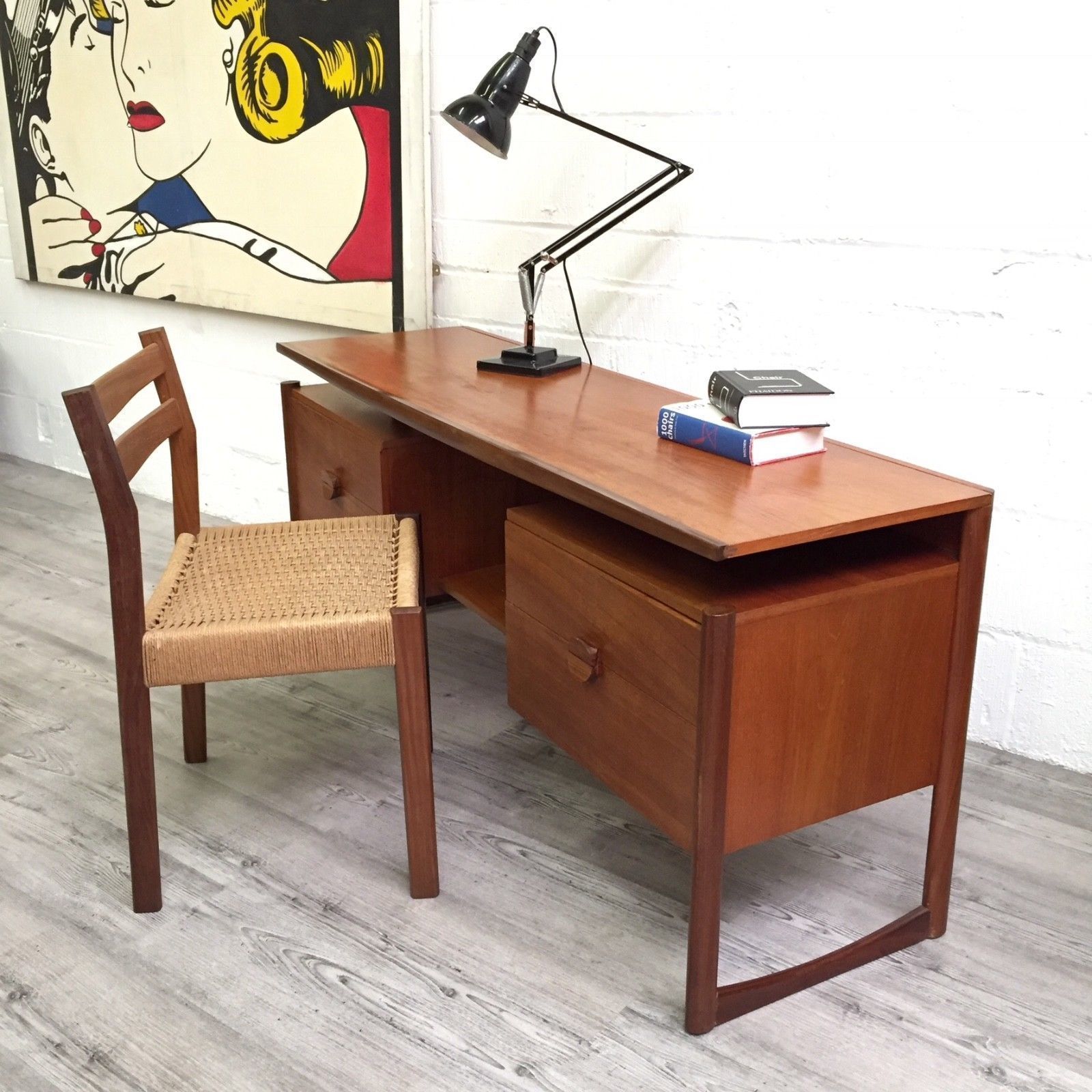 Danish Designed Teak Desk Floating Top Office Study Workstation Vinterior Danish Designed Teak Desk Floating Top