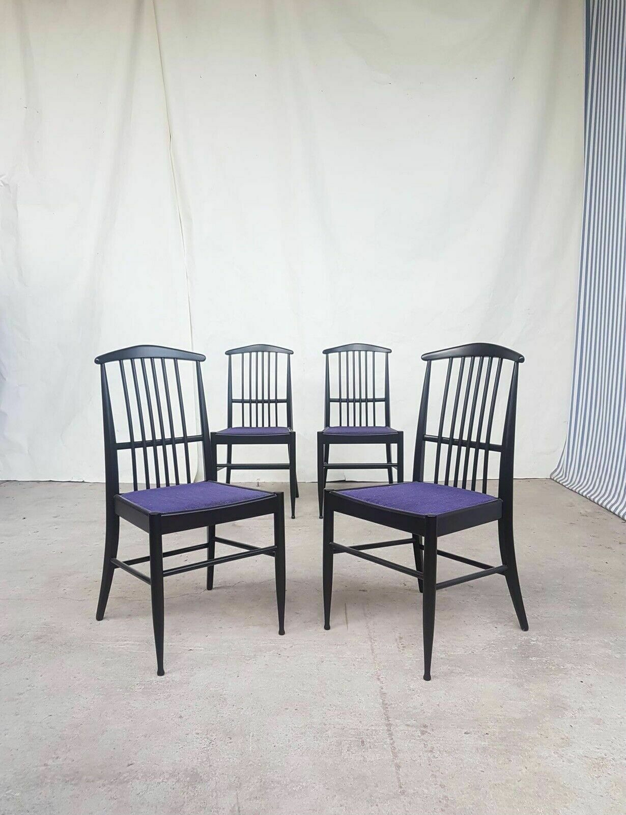 Vtg Mid Century Restored Asko Charlotte Set 4 Dining Chairs Danish