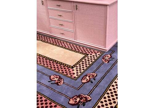 Lilac Flower Rug, 1920s, Vintage