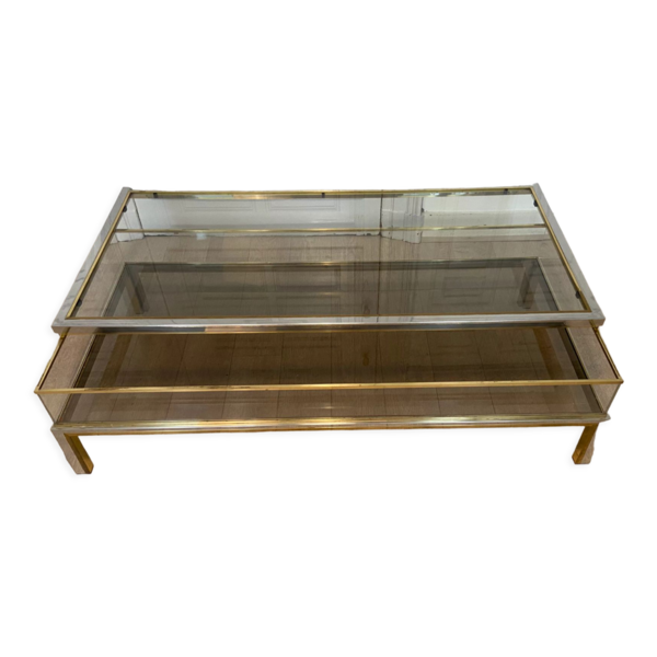 Showcase Coffee Table, Chrome And Brass, 1970s Vinterior