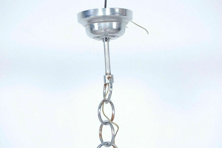 Design Chandelier From The 70s With Three Lights In Steel And Murano Glass In The Mazzega Style photo furniture