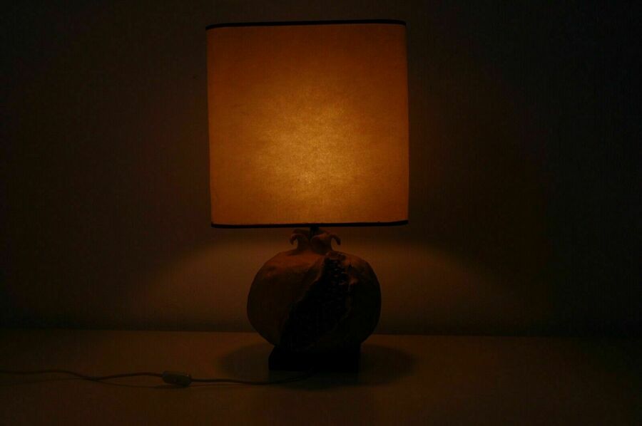 Vintage Table Lamp Base In Worked Terracotta Shape Of A Large Pomegranate photo furniture