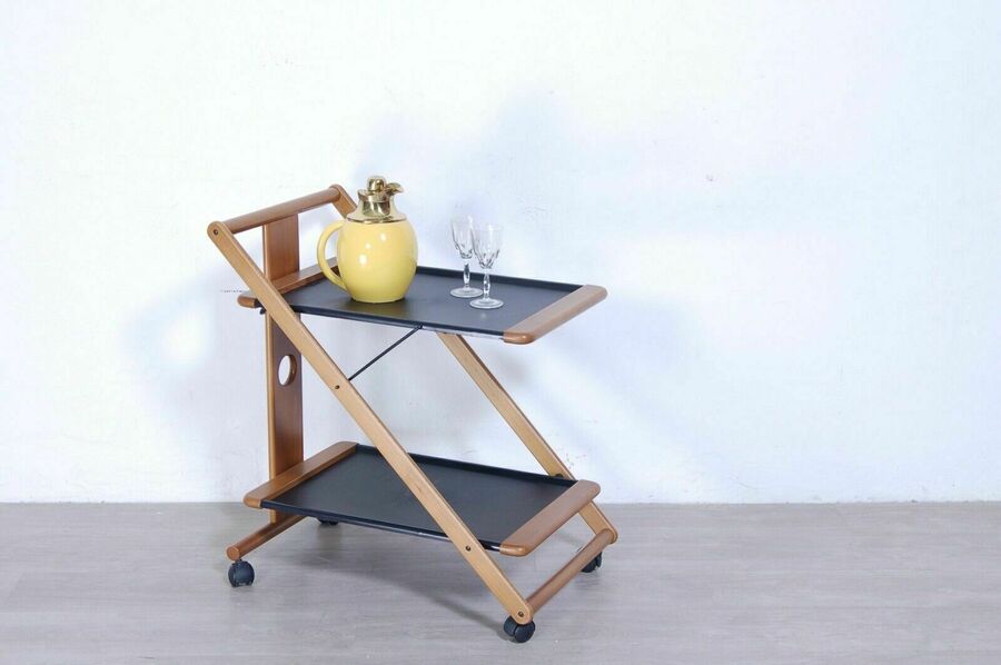 Folding Food Trolley, Norda Brand, Design And Production In Wood In The 90s Vinterior