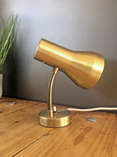 Mid Century 60's T.Roste Norway Gold Gooseneck Desk Wall Light Lamp ...