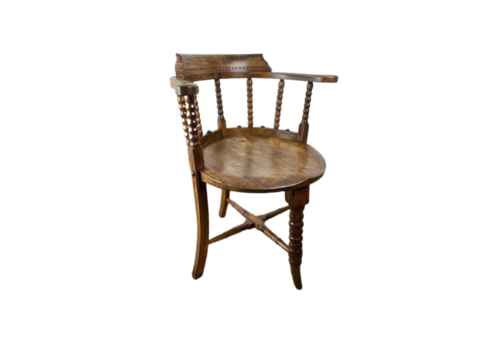 19th Century Bobbin Smokers Bow Captains Chair I Timeless Throne: Antique Captains Chair