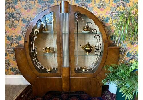 1930s Art Deco Walnut Cabinet By Hubbinet Furniture