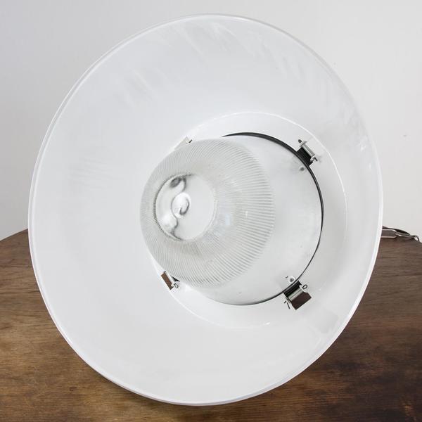 Original Industrial Lamp From Poland, Factory Pendant Light In White Finish photo for sale