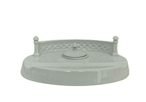 French Limoges Porcelain Inkwell And Pen Rest Stand, Office Desk Decor