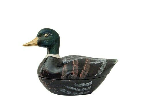 Mallard Duck Majolica Tureen By Michel Caugant French Foie Gras Terrine Woodland Table Decor