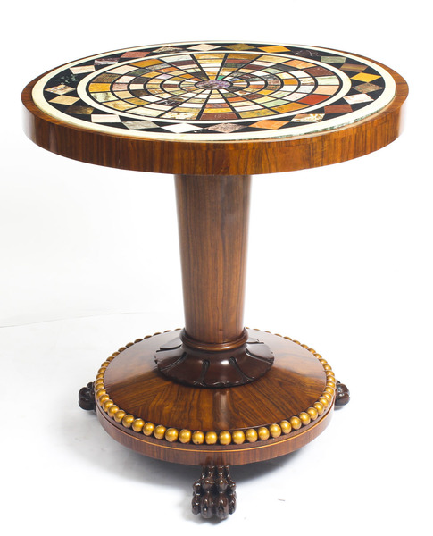 Antique William Iv Pietra Dura Marble Top Occasional Table 19th C Pietra Dura Marble Top Occasional Table