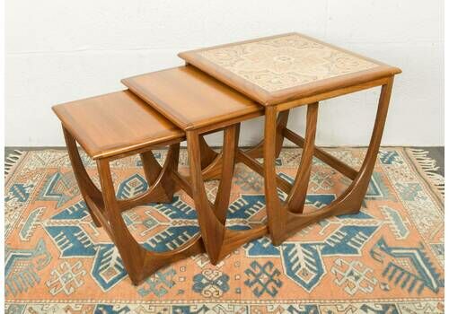 G Plan Fresco Retro Teak And Tile Top Nest Of Tables 1960s