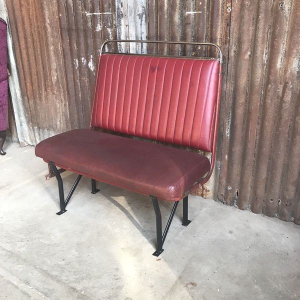 Awesome Retro Bus Seat Red Vinyl Ideal Dining Table Bench S Chairs