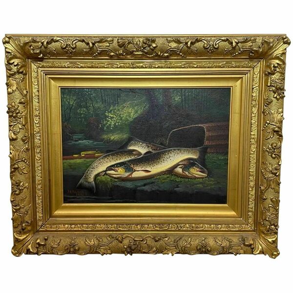 Oil Painting "Burn Trout" Fish Caught Culroy Burn River By James