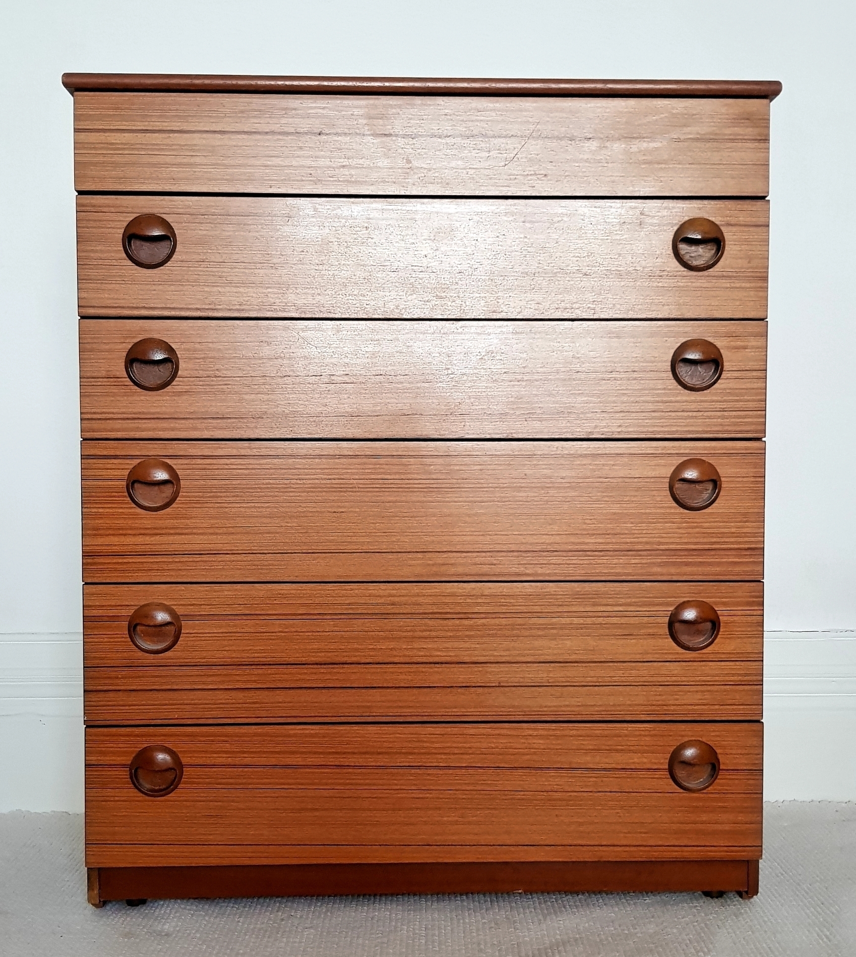 Mid Century Modern Schreiber Teak Tallboy With Lifting Lid Chest