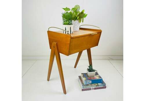 Vintage Beech Sewing Box On Legs
