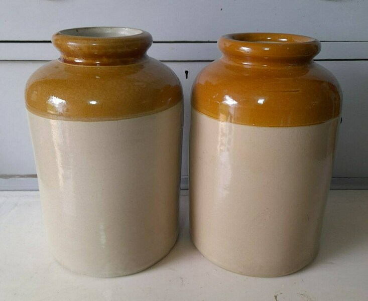 Pair Of Antique Stone Jars, Early 20th Century Vinterior