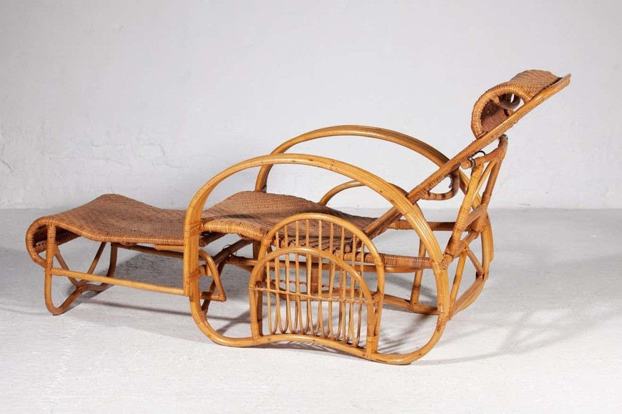 Pamono Wicker Chaise Lounge Vintage Rocking Chair Bamboo Chaise