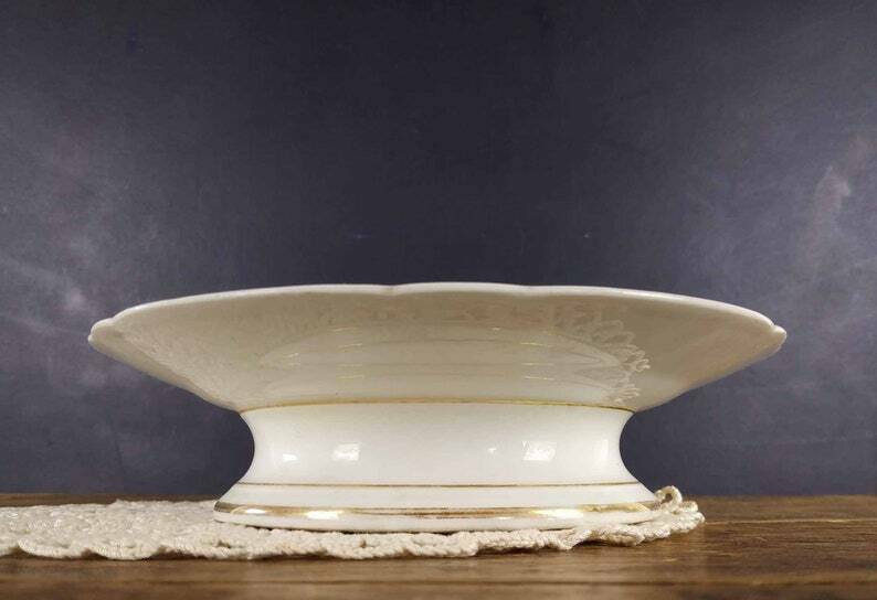Antique French Cake Stand, Porcelain Compote Dish, Antique Hand Painted Flowers Porcelain Pedestal Dish, Ceramic Stand, Paris Hotel Decor photo furniture