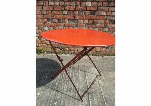 1950s French Folding Cafe Bistro Table Garden Table Wrought Iron Mcm