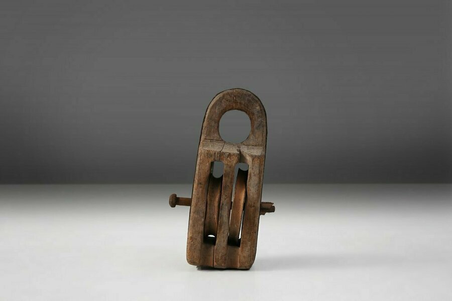 Large 20th Century Double Wooden Pulley Block Industrial Maritime