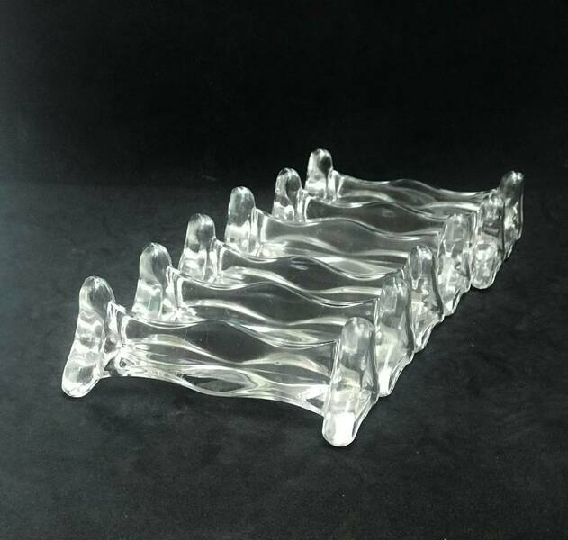 Knife Rest Set Press Glass Cutlery Rest Vintage Set Of 6 Mid Century