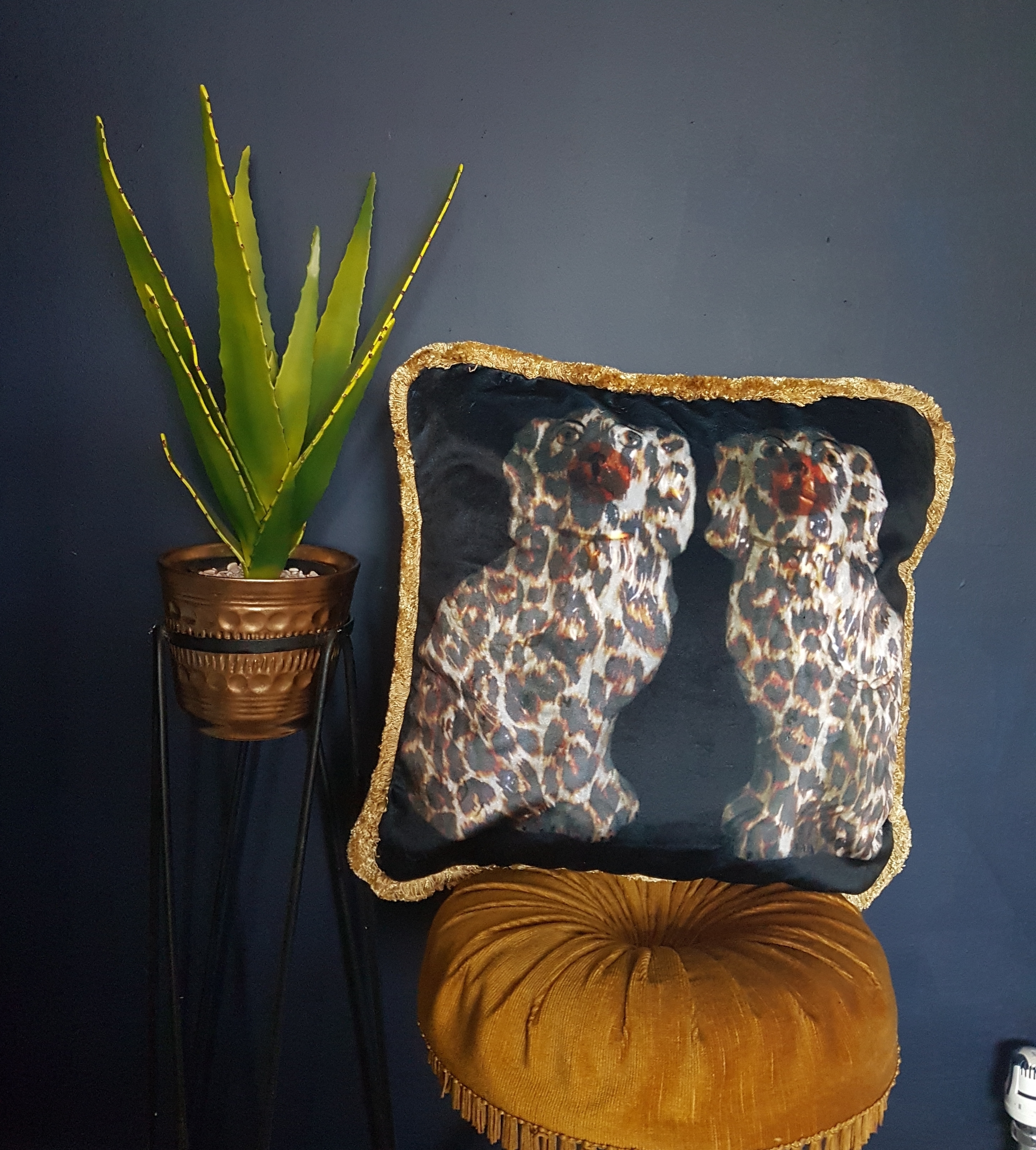 Leopard Print Spaniel Dog Decorative Pillow Cushion May Rose