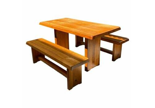Pierre Chapo T14a Table And Benches Set Circa 1970