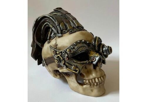 Limited Steampunk Skull Figure, Mohawk With Cartridges Skull Figurine, Decorative Sculpture, Interesting Gift Idea