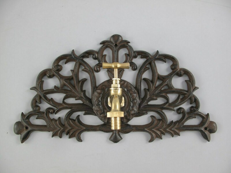 Faucet With Decorative Rosette Vintage Water Connection Garden Cast