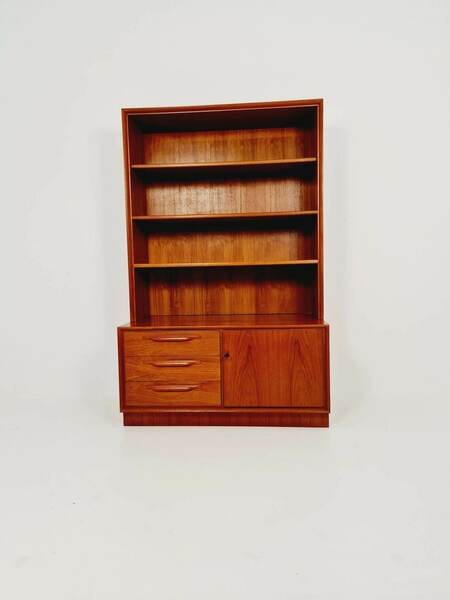 Scandinavian Bookshelf With Chest Of Cabinet Teak Veneer From The 60s By Strobeck Danish Design photo furniture