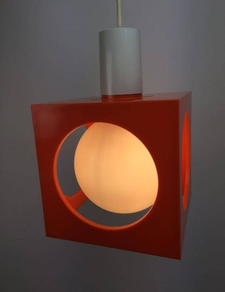 Space Age Orange Cube Pendant Lamp By Richard Essig, Type 4022 photo furniture