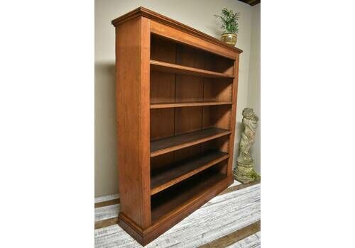 Large Antique Victorian Open Oak Library Bookcase Display