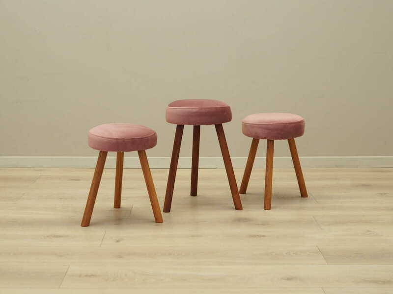 Set Of Three Pink Footstools, Danish Design, 1960s, Production: Denmark photo furniture