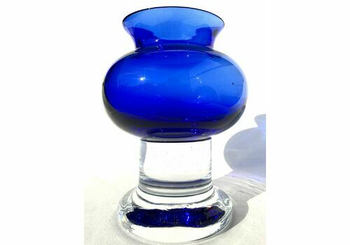Vibrant Cased Cobalt Blue Mid Century Sea Glasbruk Candle Lantern Votive Holder Bjorn Ramel