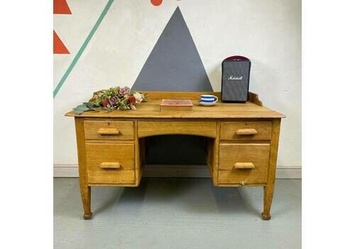 Antique Oak Knee Hole Desk Home Office