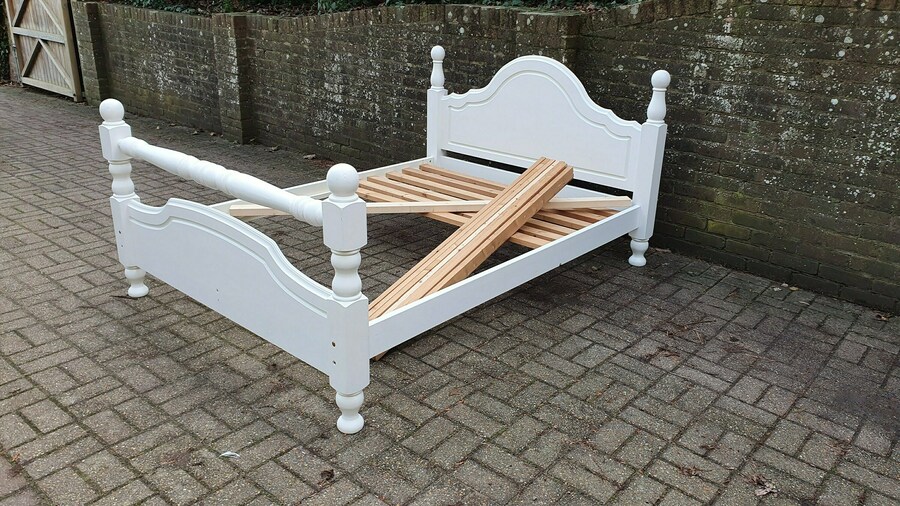 Splendid Hand Painted 4 Ft 6 Double Bed Frame In Farrow And Ball. With Slats. photo furniture