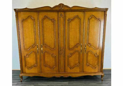 Louis XV Style French Carved 4 Door Armoire Wardrobe