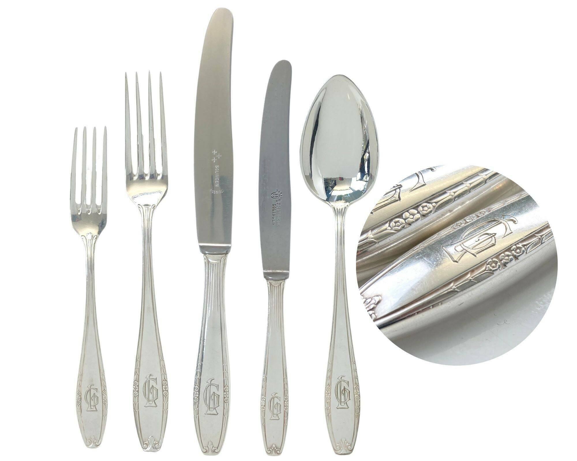 Monogram Silver Flatware 52pcs| Antique Silver Plate By Aws