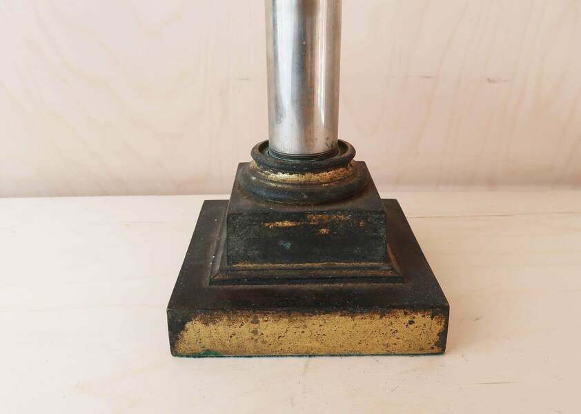 Antique Steel And Brass Ionic Column Table English, Early