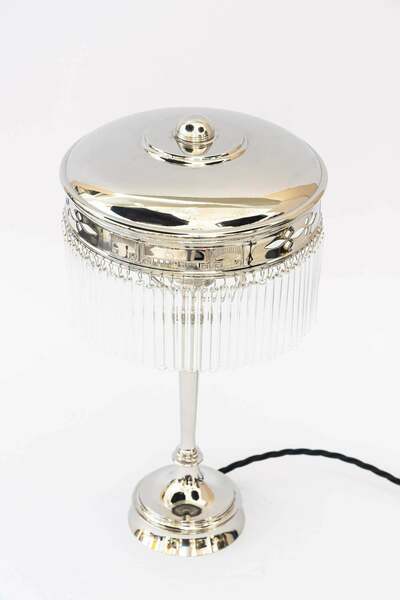 Art Deco Nickel   Plated Table Lamp With Glass Sticks Vienna Around 1920s photo furniture