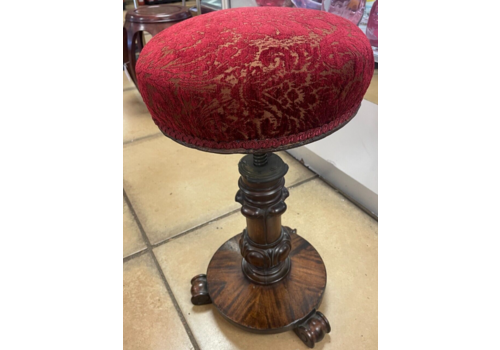 Antique Mahogany Twist Adjustable Piano Stool