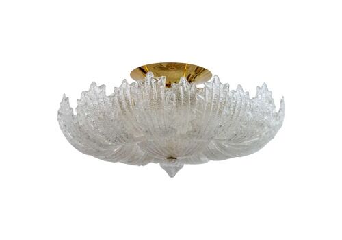 Barovier & Toso Mid Century Modern Brass And Murano Glass Ceiling Light