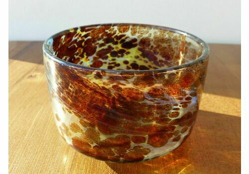 Vintage Maltese Signed Mdina Brown Glass Bowl