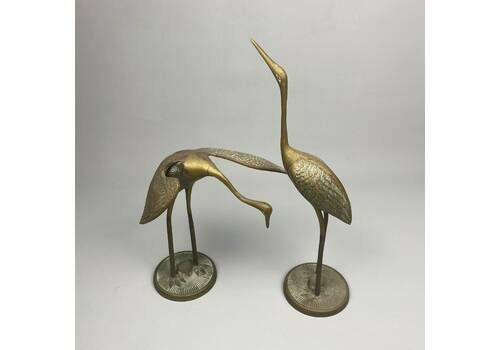 Antique Heavy Brass Birds Weight Gold Paper Weight Statue Figure Decor Sculpture Oriental